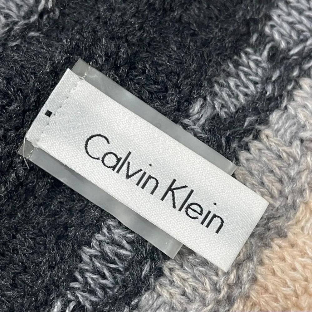 *Calvin Klein Women's Piink & Gray Striped Infinity Scarf